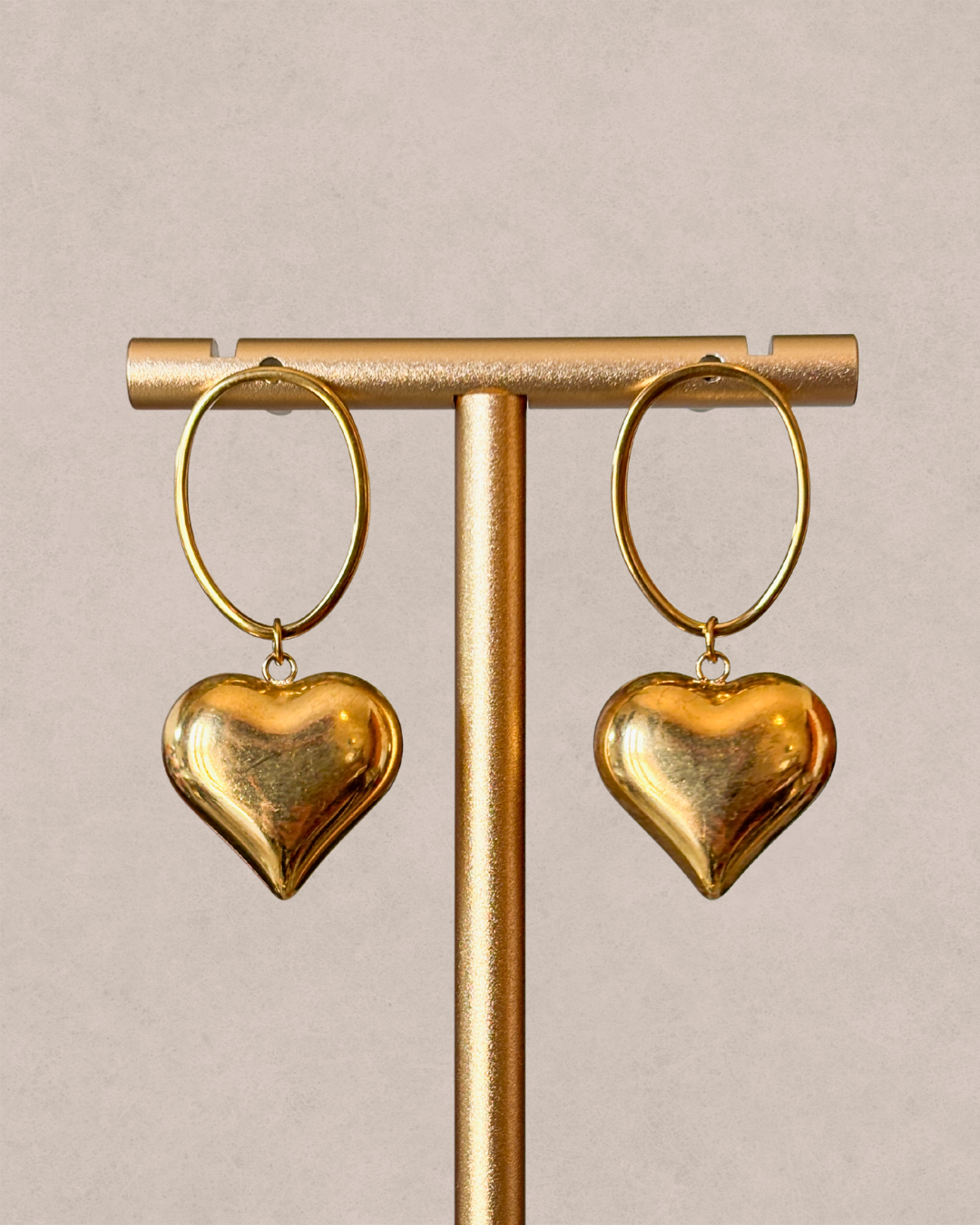 Brincos e Colar Coração Dourado