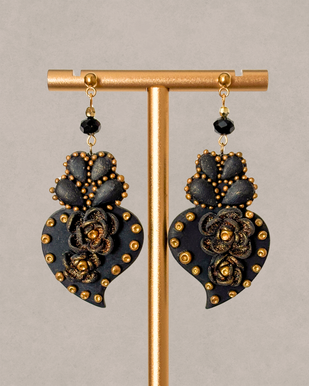 Brincos Viana Preto e Dourado